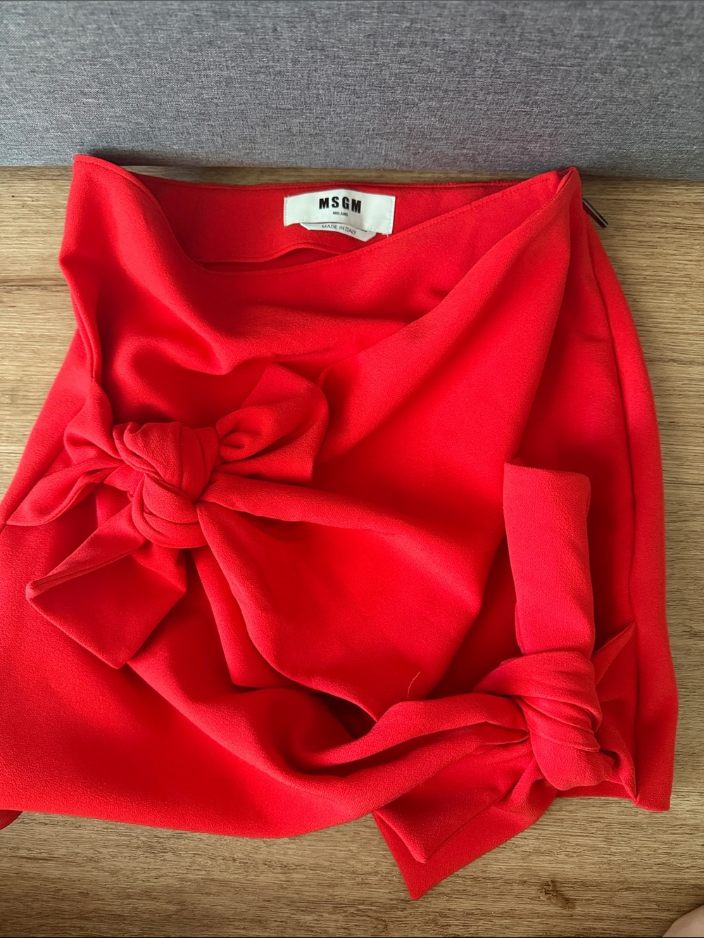 MSGM Vibrant Red Knot-Front Mini Skirt